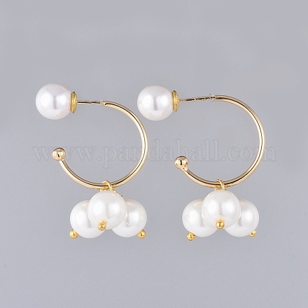 Glass Pearl Cluster Earrings EJEW-JE03576-1