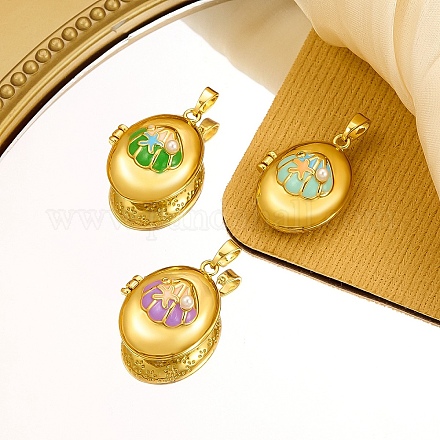 Латунь эмаль Locket подвески KK-F923-02D-G-1