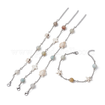 Ensemble de bracelets à maillons perlés BJEW-JB09518-1