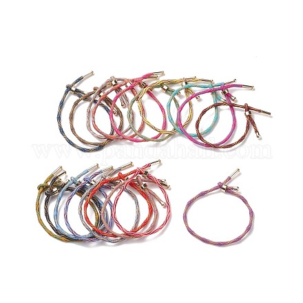 Couple Wave Pattern Nylon Round Cord Silder Bracelet with Brass Clasp for Women BJEW-C020-10G-1