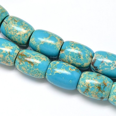 Barrel Synthetic Turquoise Beads Strands G-N0140-16-10x15mm-1