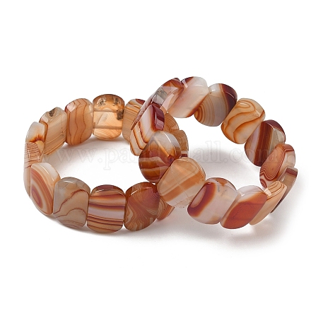 Браслеты из натуральных полосчатых бусин агата для женщин и мужчин BJEW-I323-02W-1