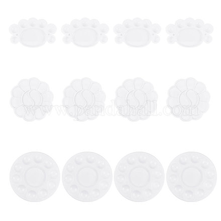 プラスチック水彩オイルパレット  ホワイト  144~169x9~11mm  12個/セット PH-TOOL-G011-08-1