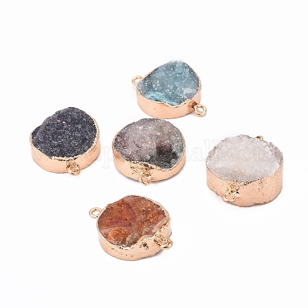 Plated Natural Druzy Agate Links connectors G-R275-05-1