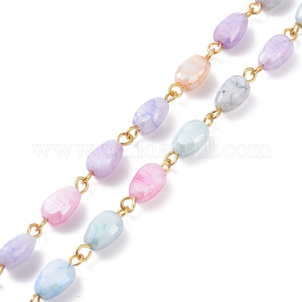 Chaînes de perles de verre craquelées AJEW-JB01107-1