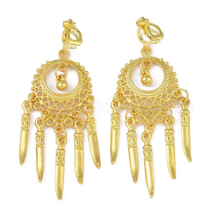 Серьги-клипсы из цинкового сплава в богемном стиле EJEW-C089-01C-G-1