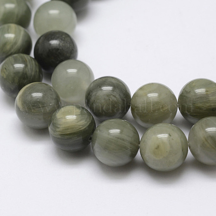 Natürliche grüne Linie Jaspis Perlenstränge G-G735-55-10mm-1