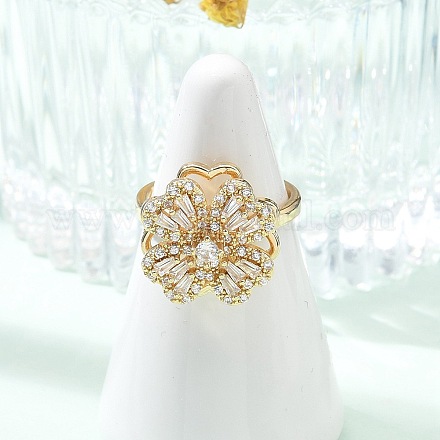 Вращающиеся открытые манжеты-кольца для женщин с клевером RJEW-R007-02G-1