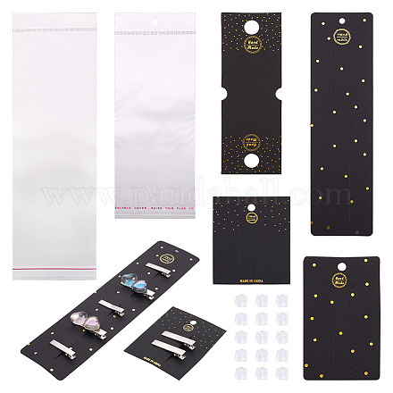 Yilisi 80 Uds. 4 tarjetas de exhibición de joyería de cartón rectangular de estilo CDIS-YS0001-04-1