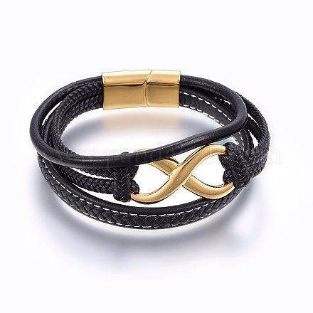 Leather Cord Multi-strand Bracelets BJEW-G603-38G-1