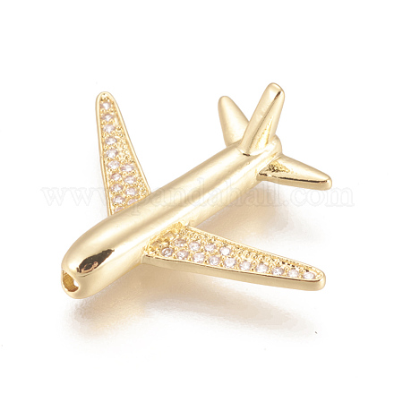 Brass Micro Pave Cubic Zirconia Airliner Beads ZIRC-L078-005G-NR-1