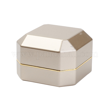 塗装プラスチックリングボックスをスプレー  光とバッテリーで  正方形  モカシン  7.6x7.6x5.2cm OBOX-G011-01-1