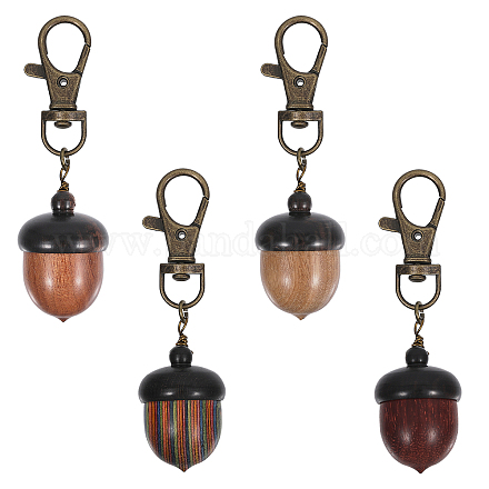 Décoration de pendentif de bijoux de boîte de gland en bois HJEW-AB00454-1