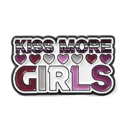 Слово поцелуй больше девочек лесбиянка гордость радуга тема эмалированные булавки JEWB-D019-04A-EB-1