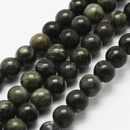 Brins de perles en pierre naturelle en bois vert naturel G-J358-04-6mm-1