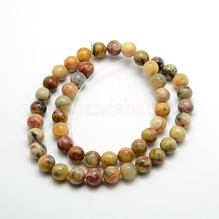 Rondes folles naturelles perles en agate brins G-P058C-01-1