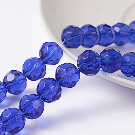 Faceted Glass Round Beads Strands X-GF10mmC24Y-1