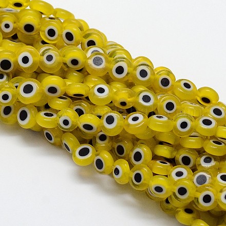 Chapelets de perles rondes de chalumeau manuelles de mauvais œil LAMP-L058-12mm-01-1