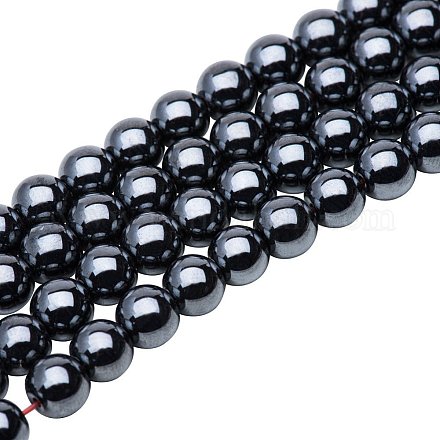 Pandahall Elite Grade aa wunderschöne schwarze synthetische Hämatit Edelstein Metall runde lose Perlen 6mm für die Schmuckherstellung (1 Stränge) G-PH0012-6mm-1