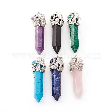 Natural & Synthetic Mixed Gemstone Big Pointed Pendants G-I278-01P-1