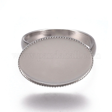 304ステンレス製フィンガー指輪のコンポーネント  パッドリングベースパーツ  オーバル  ステンレス鋼色  トレイ：18.5x13.5mm  サイズ7  17.5mm STAS-M274-034P-1