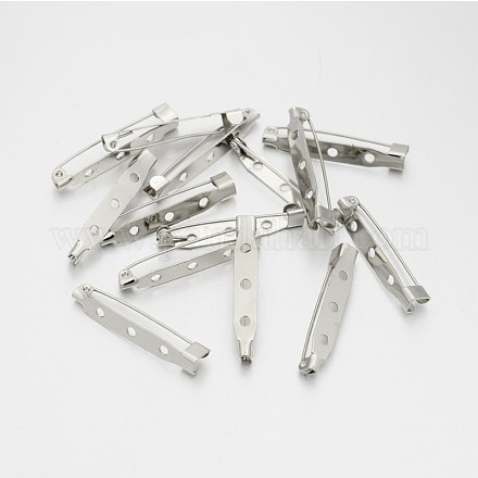 Iron Brooch Pin Back Safety Catch Bar Pins with 3 Holes IFIN-A171-04F-1