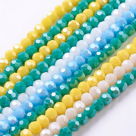 Electroplate Glass Beads Strands EGLA-R018-4mm-M-1