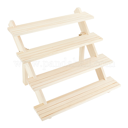 NBEADS 4-Tier Wooden Display Stand Riser ODIS-WH0027-028-1