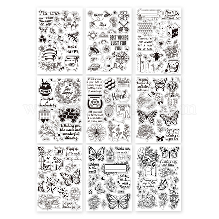Globleland 9 feuilles 9 styles de timbres en plastique pvc DIY-GL0001-69-1