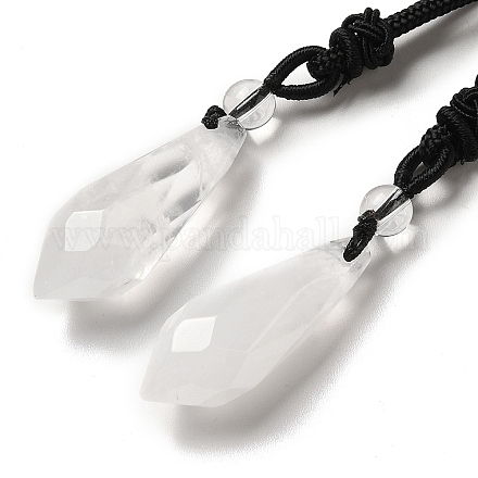 Collana con pendente in cristallo di quarzo naturale a cono con corda in nylon per donna G-H286-08D-1