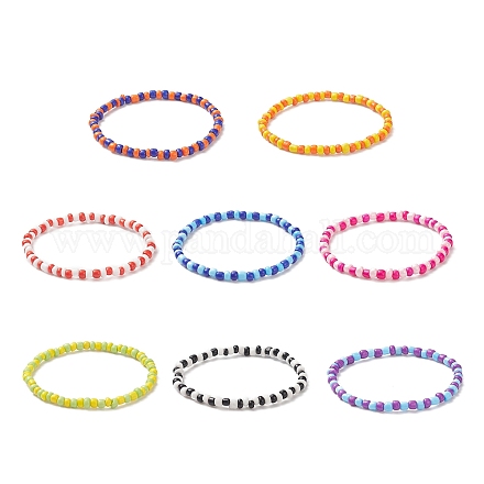 Glass Seed Beads Beaded Bracelets Sets BJEW-JB09073-1