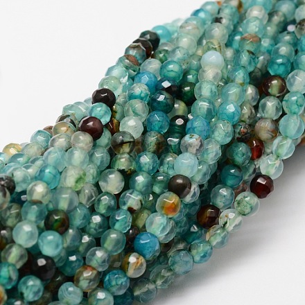 Faceted Natural Agate Round Beads Strands X-G-E318C-4mm-10-1