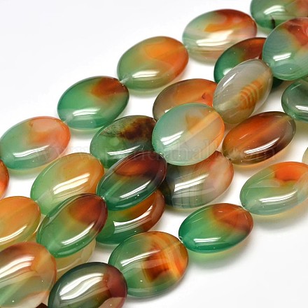 Dyed Oval Natural Agate Bead Strands G-M283-03-20x15mm-1