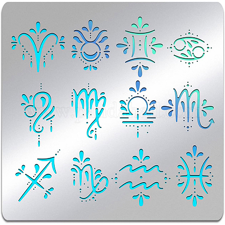 Pochoir en métal sur le thème des signes du zodiaque benecreat DIY-WH0279-091-1