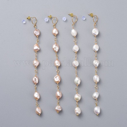 Natural Cultured Freshwater Pearl Dangle Earrings Sets EJEW-JE03827-1
