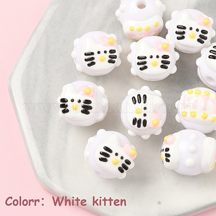 10 шт. расписанный вручную акрил с эмалевыми бусинами MACR-YW0003-28E-1