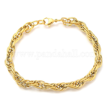 Placage ionique (ip) 304 bracelets en chaîne de corde en acier inoxydable BJEW-P235-18G-1
