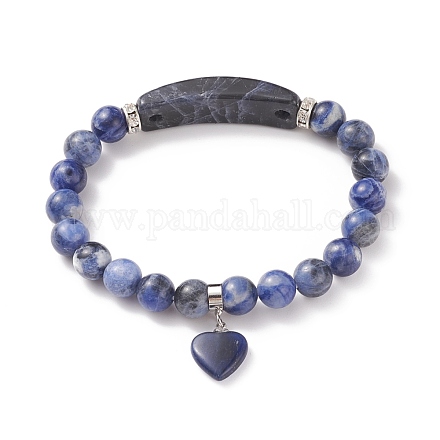 Natural Sodalite Beads Charm Bracelets BJEW-K164-B02-1