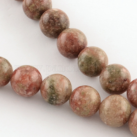 Piedras preciosas unakite naturales hebras grano redondo G-R289-12mm-1