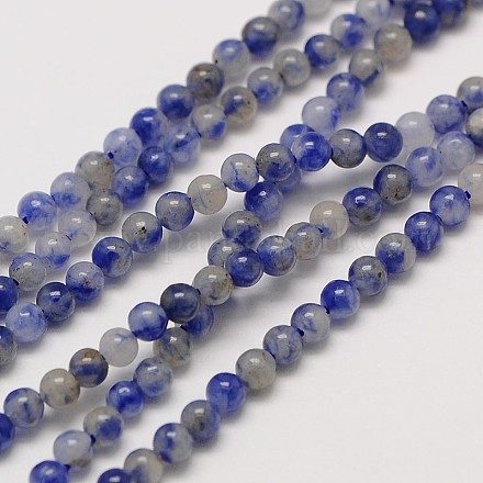 Pierre gemme naturelle tache bleue jaspe perles rondes G-A130-3mm-21-1