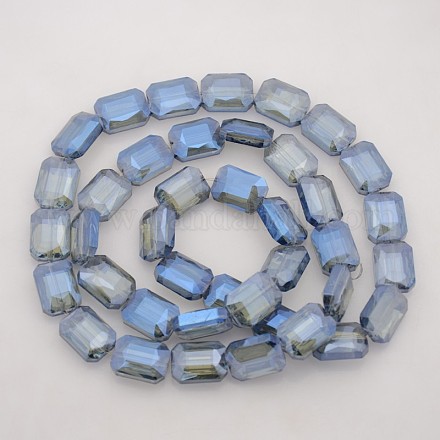 Rectangle Electroplate Rainbow Plated Glass Beads Strands EGLA-P002-F06-1