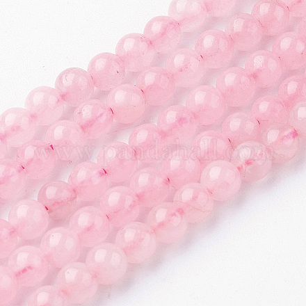 Rosa naturale fili di perle di quarzo G-G735-59-4mm-1
