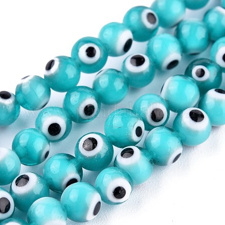 Fatti a mano in vetro murano male occhio tondo fili di perle LAMP-L055-6mm-16-1