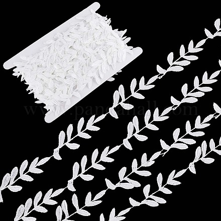 GORGECRAFT 15 Yard White Leaf Vine Fabric Ribbon Retro Leaves Embroidery Lace Trimming Flower Vintage Sewing Applique Border Roll for Cloth Sewing Gift Wrap Bridal Shower Wedding Dress SRIB-GF0001-05-1