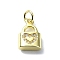 Brass Micro Pave Claer Cubic Zirconia Charms, with Jump Ring, Real 18K Gold Plated, Lock, 12.5x9x4mm, Hole: 3mm