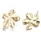Brass Stud Earring Findings, Nickel Free, Twist Flower, Real 18K Gold Plated, 29x24mm, Hole: 1.2mm, Pin: 0.8mm