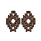 Poplar Dye Wood Pendants, Rhombus, Coffee, 49.5x27.5x2.5mm, Hole: 1.5mm