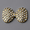 Alloy Cabochons, with Glass Rhinestone, Bowknot, Light Gold, 18x29x4mm