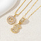 2Pcs 2 Styles Brass Pave Clear Cubic Zirconia Initial Pendant Necklace Sets, Golden, Letter S, 17.72 inch(45cm), 1pc/style