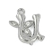 Brass Crystal Rhinestone Letter Links Connector Charms, Real Platinum Plated, Letter U, 14x13x4mm, Hole: 1.2mm and 1.5mm